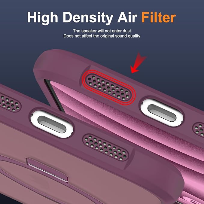 Compatible with iPhone 16 Plus Case with Invisible Magnetic O-Ring Stand Military-Grade Translucent Case for iPhone 16 Plus 6.7" [Compatible with Mag-Safe][Great Grip Feeling], Wine Red