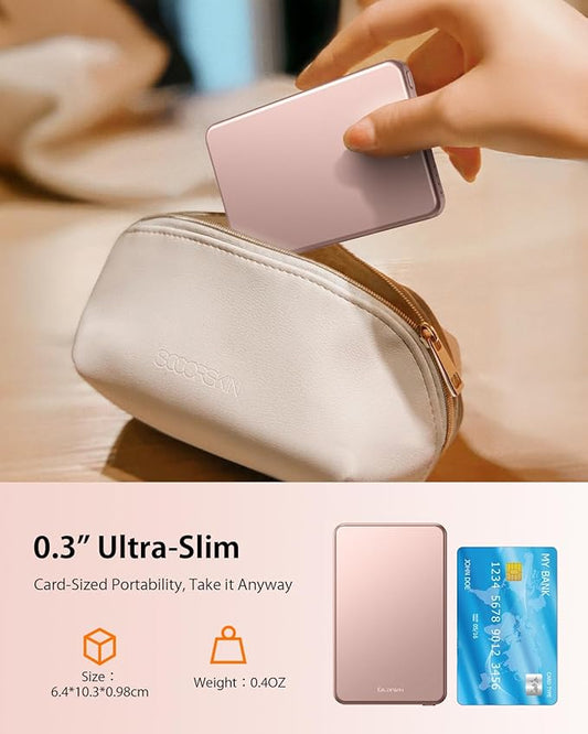 [0.3" Ultra Slim] [Alloy-Made] ULiXWH for Magsafe Portable Charger for iPhone, 2025 Upgrade 5000mAh Fast Charging Magnetic Power Bank, Wireless Battery Pack for iPhone 17 Air 16 15 Pro Max 14 13, Pink