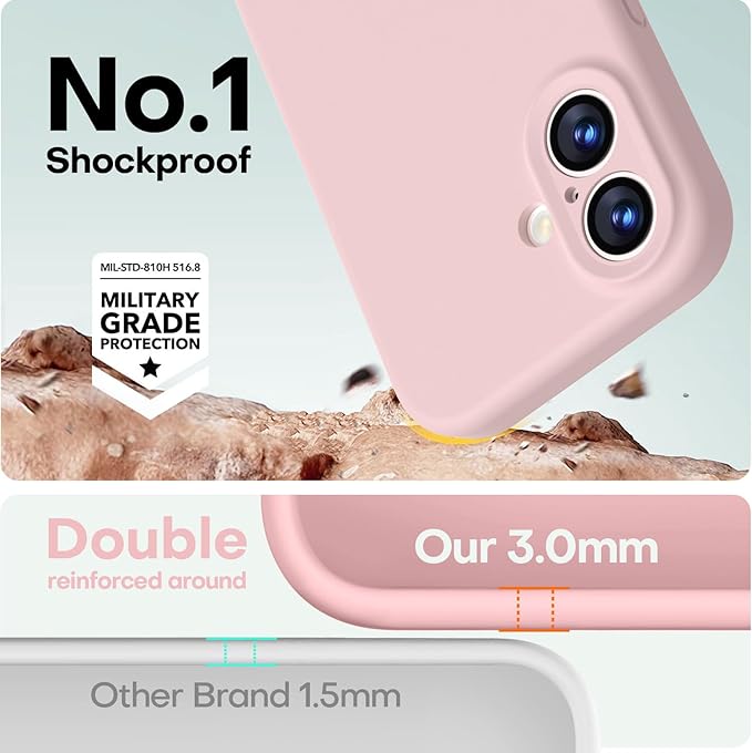 LOVE 3000 Designed for iPhone 17 Case, Premium Silicone [Compatible with Magsafe][Soft Anti-Scratch Microfiber Lining] Shockproof Protective Phone Case for Men Women 6.3", Chalk Pink