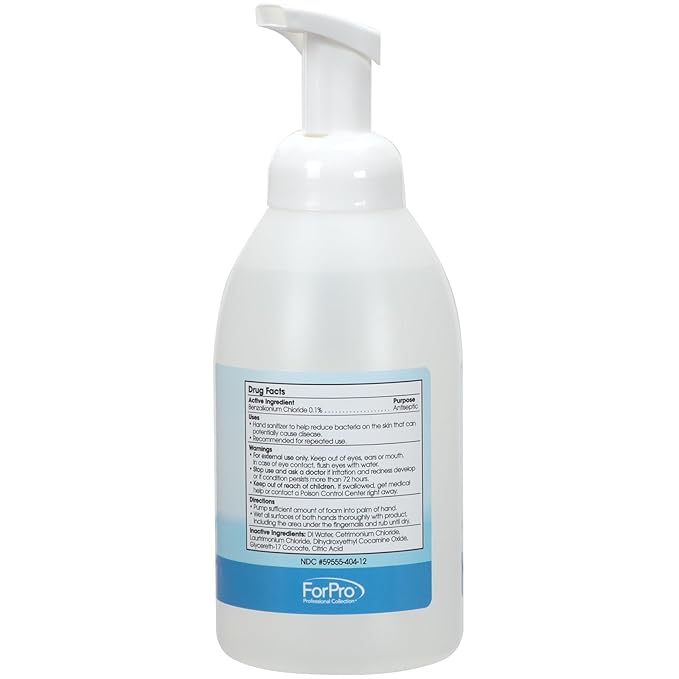 ForPro Professional Collection Alcohol-Free Foaming Instant Hand Sanitizer, Moisturizing, Dye and Fragrance Free Sanitizer, 20 Fl Oz