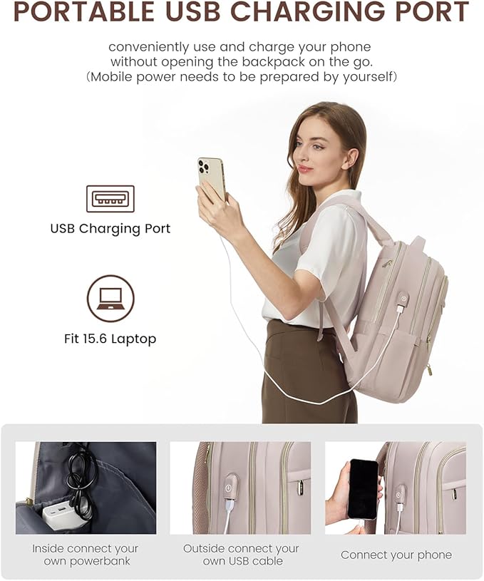 LOVEVOOK Laptop Backpack for Women, Slim Business Laptops Bag with Separate Computer Compartment Stylish Daypack for College Work Travel, Fits 15.6" Laptop