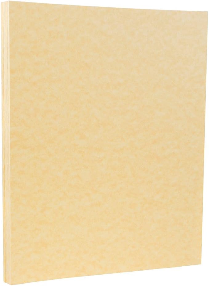 JAM PAPER Parchment 24lb Paper - 90 gsm - 8.5 x 11 - Antique Gold Recycled - 50 Sheets/Pack