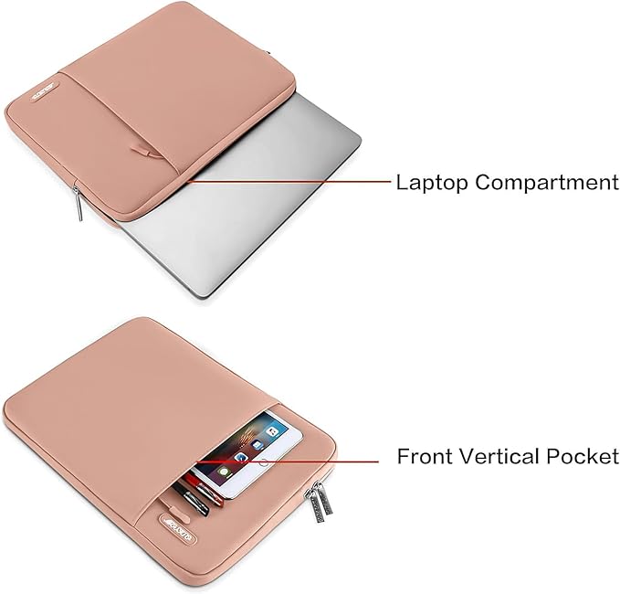 MOSISO Laptop Case 15 inch, 15 inch Laptop Sleeve Compatible with MacBook Air 15 M4 A3241 M3 A3114 M2 A2941 2025 2024 2023,Dell XPS 15,Polyester Vertical Computer Sleeve Bag with Pocket, Salmon Pink