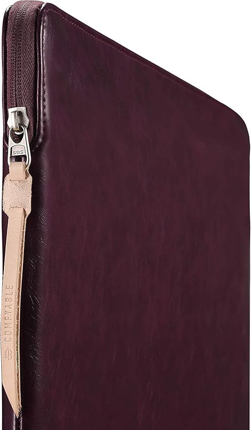 Comfyable Slim Laptop Sleeve Compatible with 13 Inch MacBook Air 13 in M4 M3 M2 M1, 13" MacBook Pro, PU Leather Bag Water-Resistant Cover Case, Berry Brown