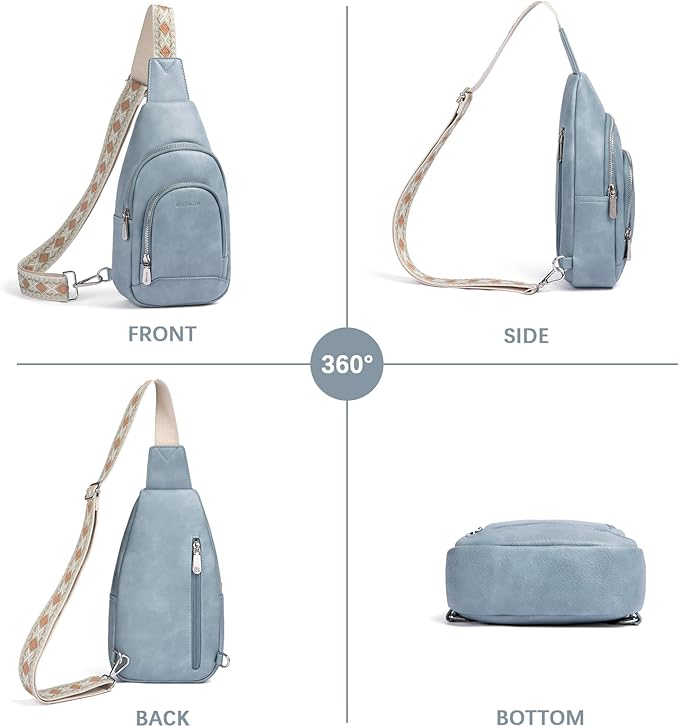 BOSTANTEN Sling Bag for Women Leather Crossbody Bag Vintage Cross Body Purse for Travel with Guitar Strap, Bohemian Style