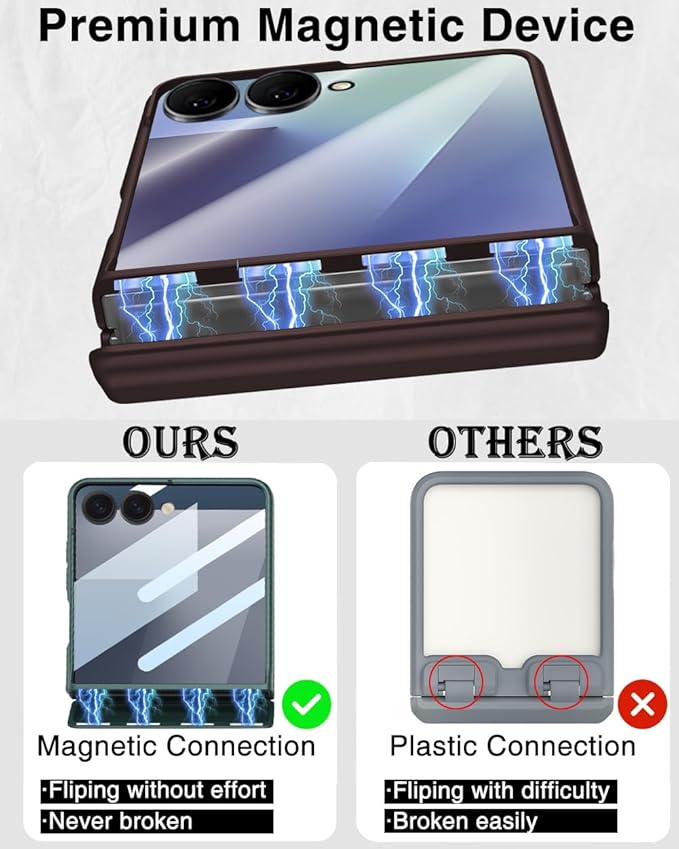 STORMTAL for Samsung Galaxy Z Flip 7 Case, Hinge Protection, Built-in Screen Protector, Wireless Charging, Shockproof, Slim Rugged Phone Protective Case for Galaxy Z Flip 7 Wine