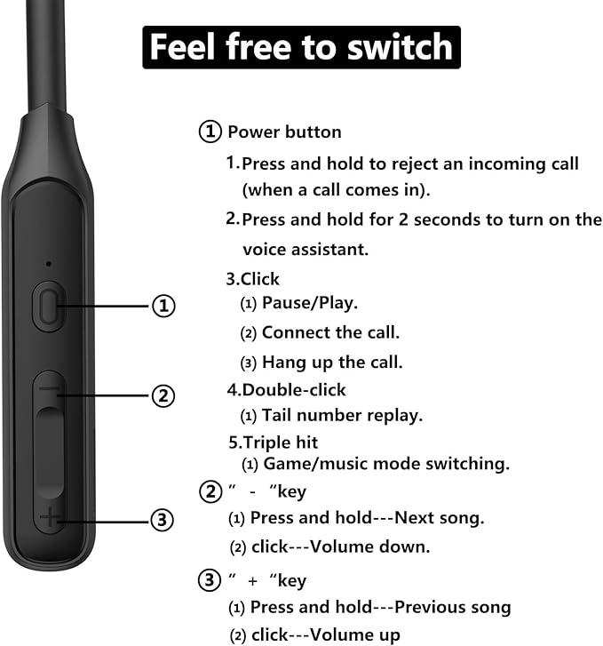 Neck Headphones Wireless Bluetooth，V5.2 with Microphone Neckband Bluetooth Headphones，35 Hours of Playtime in-Ear Neckband Earbuds no Power Button IPX7 Sweat-Resistant deep bass (Y8H)