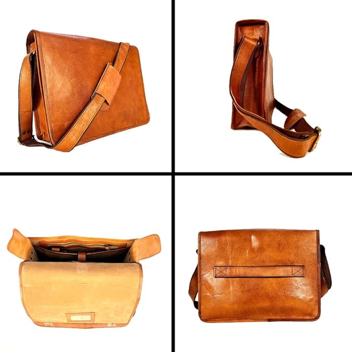 15 INCH Vintage Crossbody Genuine Leather Laptop Messenger Bag for Men and Women