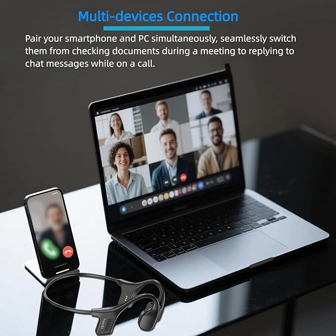 Bone Conduction Swimming Headphones Wireless Underwater Earphones IPX8 Waterproof Bluetooth headsets Built in 32GB MP3 Player Long Lasting Battery for Swimming Running Cycling and Workouts