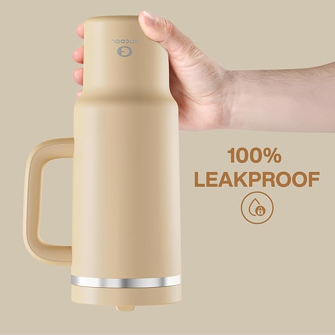 40 oz Tumbler with Handle and Straw: Stainless Steel Insulated Tumbler Keeps Cold for 24 Hours, Leakproof Travel Cup Fits in Cup Holder and BPA-Free, Indian Khaki