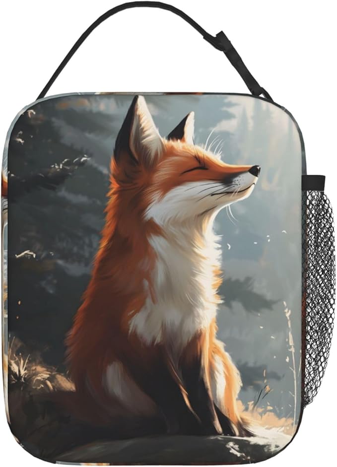 Fox Lunch Box Insulated Lunch Bag for kids Girls Boys Women,Reusable Lunch Box Containers for Women Men,Durable Cooler Tote Bag Lunchbox for Office/School/Picnic