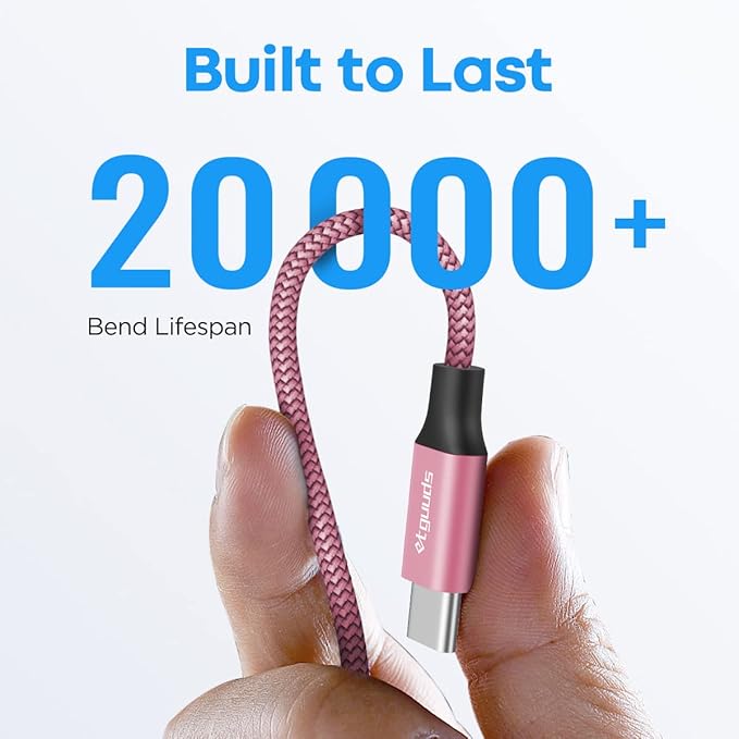 etguuds USB to USB C Cable 2ft, 2-Pack USB A to Type C Charger Cord Fast Charging for Samsung Galaxy A15 A25 A35 A55 A54, S24 S23 S22 S21 S20 S10 S10E, Note 20 10, Moto G, for iPhone 16 15, Pink