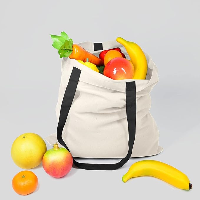NPBAG 5 Pack 15'' X 16'' Natural Cotton Tote Bags, Lightweight Blank Bulk Cloth bags with 1pc of PTFE Teflon Sheet
