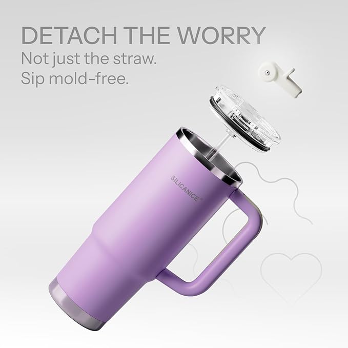 Easy Clean Pro Tumbler - 30 oz Water Bottle with Handle Quick-Disassemble Flip Straw, Leakproof Insulated Stainless Steel,Dishwasher Safe, BPA-Free Gifts for Women & Men