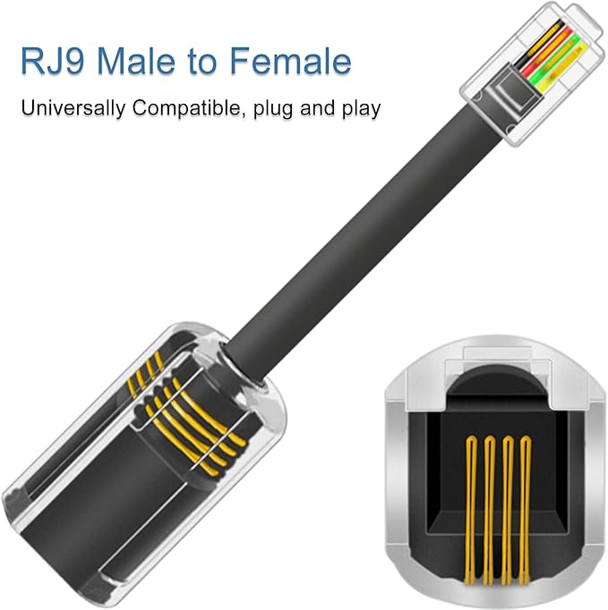 NECABLES 4Pack Phone Cord Detangler for Landline Telephone Handset Cord Detangler for Desk Phone RJ9 4P4C Male to Female Black