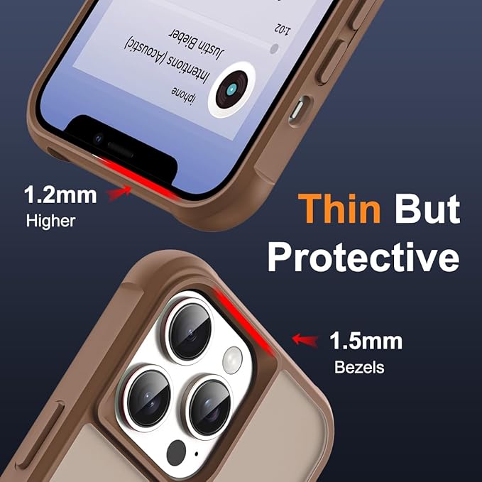 Compatible with iPhone 13 Pro Case with Invisible Magnetic O-Ring Stand Military-Grade Translucent Case for iPhone 13 Pro 6.1" [Compatible with Mag-Safe][Great Grip Feeling],Desert Brown