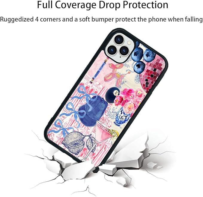 Aesthetic Collage Shockproof Protective Trendy Preppy Phone Case for iPhone 11 Pro Max Cute Flower Bow Cover