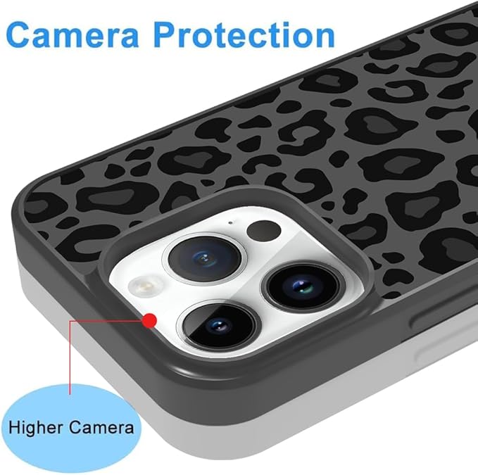 KANGHAR Case Compatible with iPhone 15 Pro,Black Leopard Design Compatible with MagSafe,Tire Texture Non-Slip +Shockproof Rugged TPU Protective Magnetic Case Designed for iPhone 15 Pro 6.1 Inch