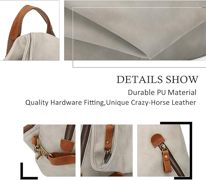 KL928 PU Leather Vintage Backpack – Large Casual Daypack Outdoor Travel Rucksack Hiking Backpacks for Men Women