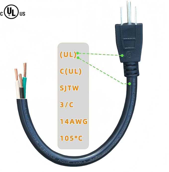 3-Feet 15 Amp Household AC Plug to 20 Amp T Blade Adapter Cable，14AWG 3-Foot 15 Amp to 20 Amp Plug Adapter Cord Nema 5-15P to 5-15R/5-20R 20Amp Comb AC Power Cord, Black