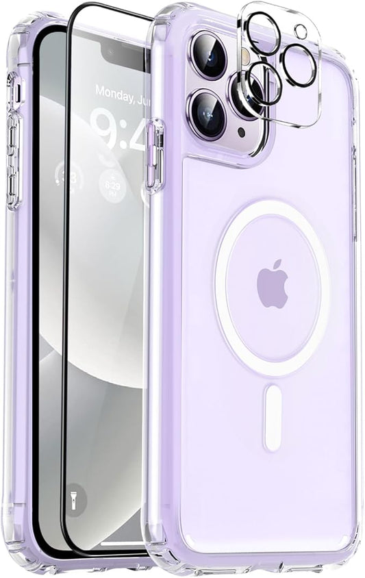 MOCCA Strong Magnetic for iPhone 12 Pro Max Case,[Compatible with Magsafe][Glass Screen Protector+Camera Lens Protector] Slim Thin Shockproof Cover Phone Case for iPhone 12 Pro Max 6.7", Clear