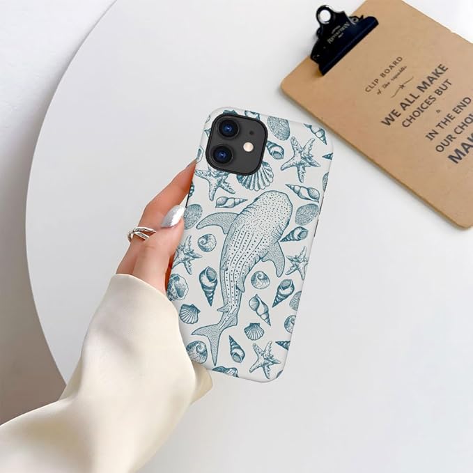 DAIZAG Case Compatible with iPhone 11,Fit Shockproof Cover for Women Girls,Beach Seashell Whale Ocean Aesthetic
