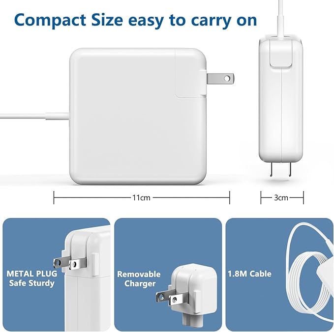 Mac Book Pro Charger 85W Power Adapter T-Tip Connector Replacement AC, Laptop Charger 2015 Compatible with Mac Book Pro 13 inch-15 inch for A1502 A1398