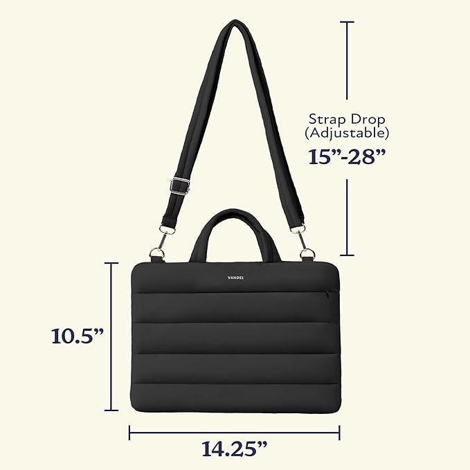 Vandel 13-14 inch Laptop Carrying Case Sleeve with Strap, Shoulder Bag with Handle, 14 in Laptop Bag for Women, MacBook Air 13 Inch Carrying Case, MacBook Pro 14 in HP Lap top Messenger Carrier