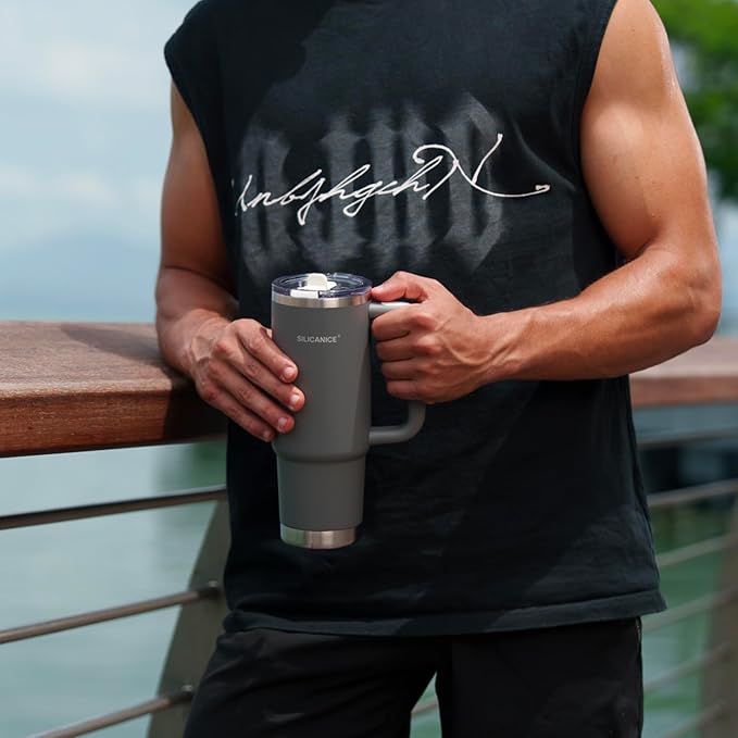 Easy Clean Pro Tumbler - 30 oz Water Bottle with Handle Quick-Disassemble Flip Straw, Leakproof Insulated Stainless Steel,Dishwasher Safe, BPA-Free Gifts for Women & Men