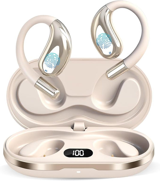 AI Translation Earbuds Real Time, 164 Language Translator Earbuds OWS 3-in-1 Translation Headphones, Translation Device for Travel Business Learning Compatible with iOS and Android,Khaki