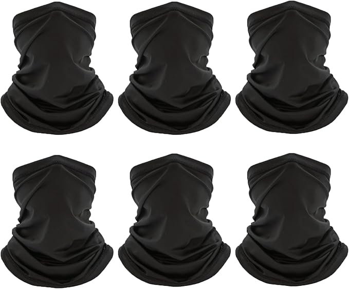 Neck Gaiter Bandana Face Mask: 6 Pack Cooling Gator Mask Ski Neck Scarf Breathable Face Cover Balaclava
