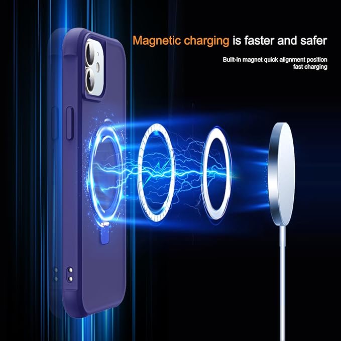 Compatible with iPhone 11 Case with Invisible Magnetic O-Ring Stand Military-Grade Translucent Case for iPhone 11 6.1" [Compatible with Mag-Safe][Great Grip Feeling], Navy
