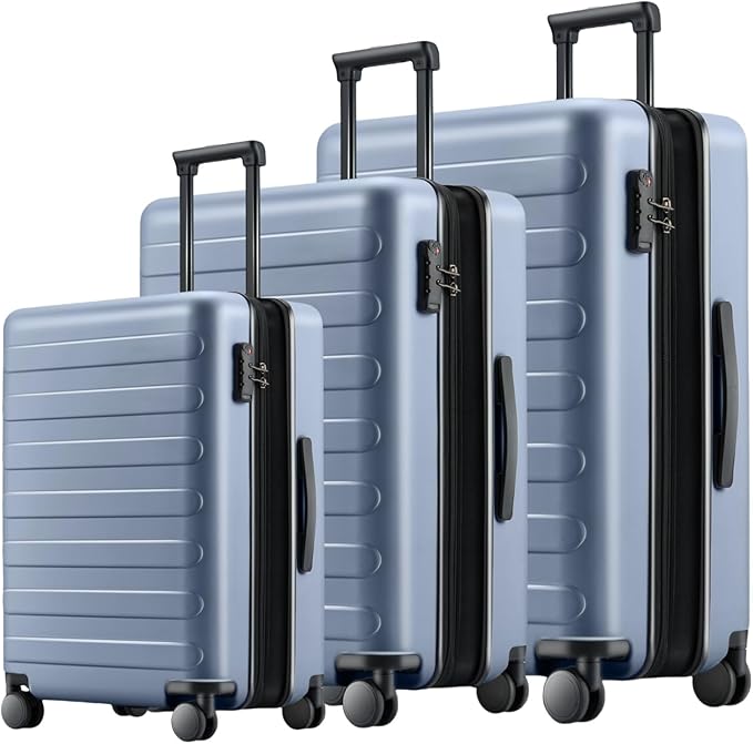 NINETYGO Luggage Sets 3 Piece, Carry On Luggage Airline Approved, Medium Large Checked Luggage with Spinner Wheels, Expandable, Hard Shell PC Suitcase Sets, TSA, 20in/24in/28in (Shadow, Rhine Max)