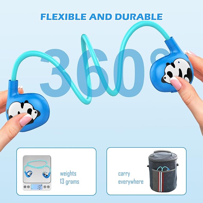 Kids Headphones Wireless, Safe 85db Volume Limit, Latest Bluetooth V5.4, Open Ear Headphones with Mic for School Tablet Car Trip Flight, Cute Panda Earphones for Boys and Girls