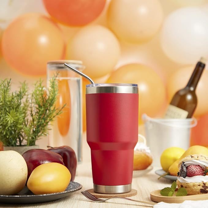 MEWAY 30oz Insulated Tumbler With Lids and Straws,Stainless Steel Double Vacuum Coffee Tumbler Cup, Brush, Durable Powder Coated Coffee Cup for Cold & Hot Drinks, Office, Travel(mixture,8 PACK)