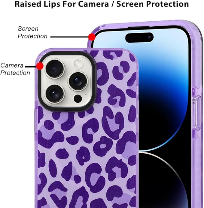 SAKUULO Magnetic for iPhone 14 Pro Max Case Dark Purple Leopard Print Pattern [Compatible with MagSafe] Wireless Charge Strengthen Protection Cover, Purple Leopard (6.7")
