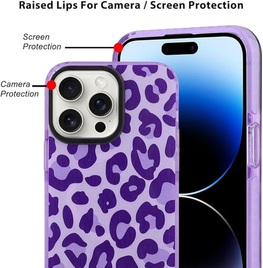 SAKUULO Magnetic for iPhone 14 Pro Max Case Dark Purple Leopard Print Pattern [Compatible with MagSafe] Wireless Charge Strengthen Protection Cover, Purple Leopard (6.7")