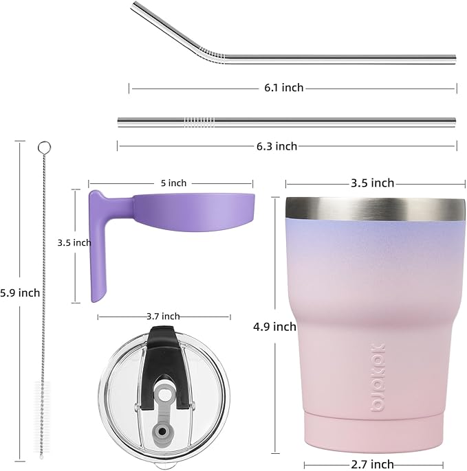 BJPKPK 10 oz Stainless Steel Insulated Tumbler Cups With Handle And Straw And Lid,Pastel Sunset