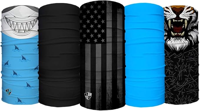 S A Company Kids' Face Shields UPF 30+, Breathable Multipurpose Neck Gaiters for Boys and Girls (Pack of 5)