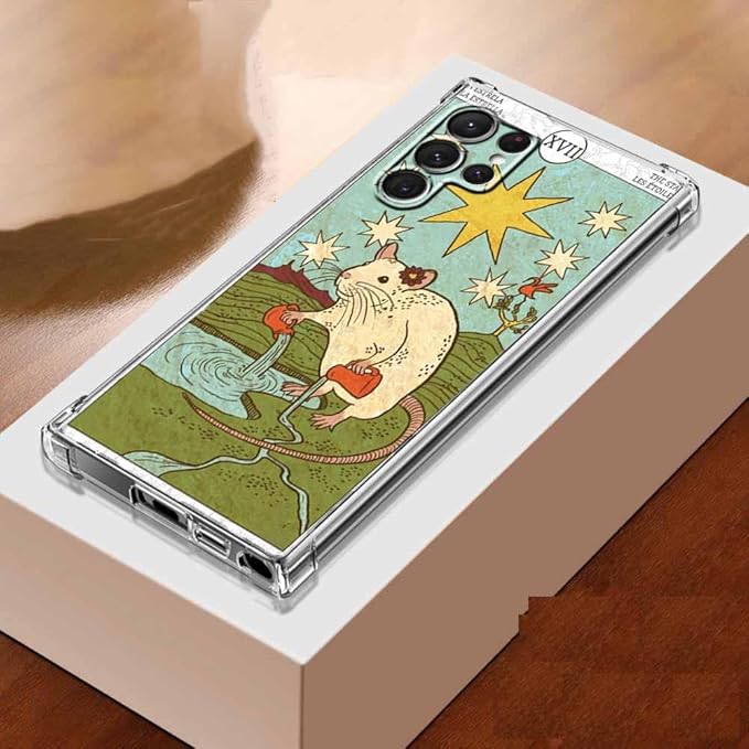 Case for Samsung Galaxy S23 Ultra with Tarot Card Design,Aesthetic Cute Rat Pattern,Trendy Soft TPU Bumper Phone Cover,6.8"(Rat,S23U)