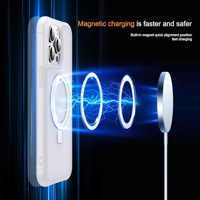 Compatible with iPhone 11 Pro Max Case with Invisible Magnetic O-Ring Stand Military-Grade Phone Case for iPhone 11 ProMax 6.5" [Compatible with Mag-Safe][Great Grip Feeling],Translucent