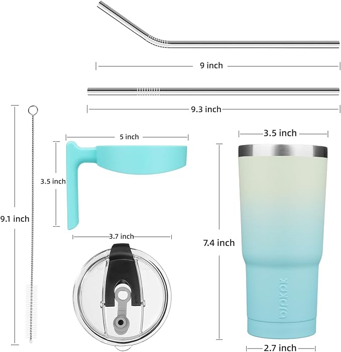 BJPKPK Tumbler With Handle 20 oz Stainless Steel Tumbler With Lid And Straw Insulated Coffee Cups,Mint