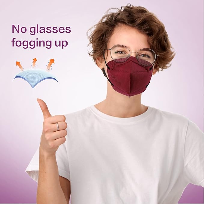 Miuphro KN95 Face Mask, 5-Layer Design Cup Dust Safety KN95 Masks 25 Pack, Red