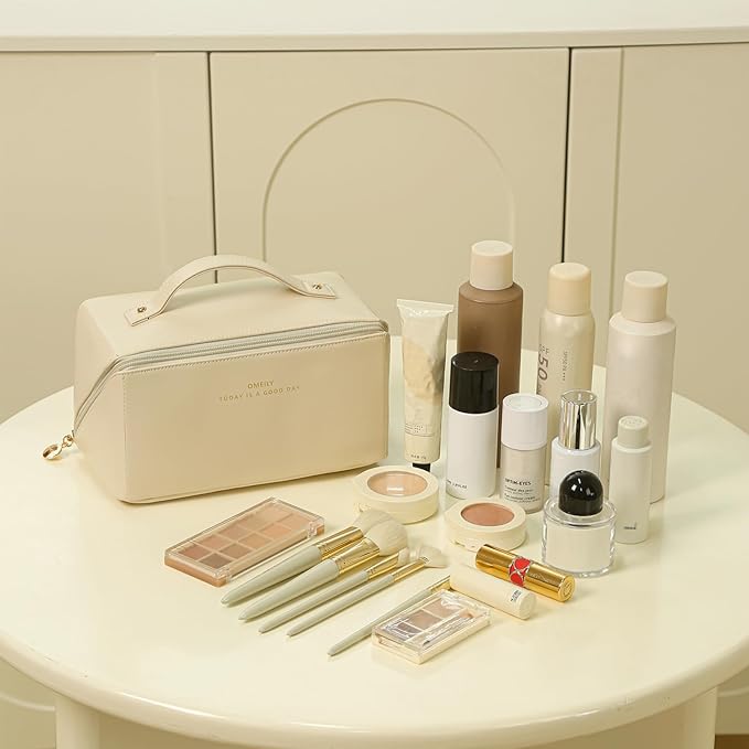 Travel Makeup Bag Toiletry Bag for Women Large Cosmetic Travel Bag Makeup Storage Box Skincare Organizer Vanity Organizer Bag Multi-Function Makeup Organizer with Compartments Travel essentials