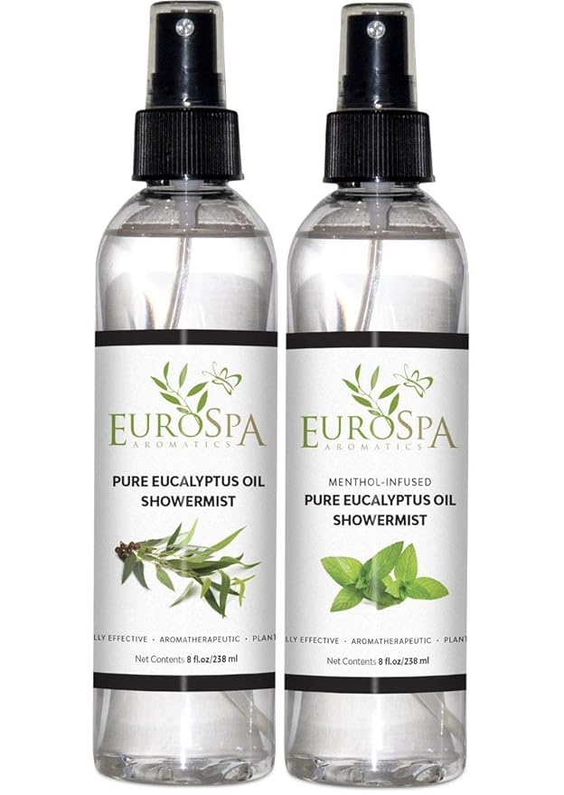 EuroSpa Aromatics Pure Eucalyptus Oil ShowerMist and Steam Room Spray, All-Natural Premium Aromatherapy Essential Oils - Variety Pack, 8 oz
