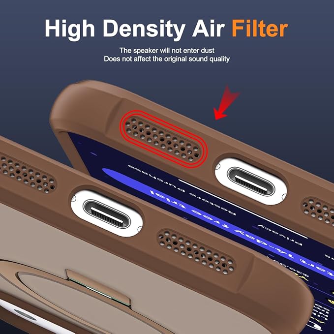 Compatible with iPhone 17 Pro Max Case with Invisible Magnetic O-Ring Stand Military-Grade Translucent Case for iPhone 17 ProMax 6.9" [Compatible with Mag-Safe][Great Grip Feeling],Desert Brown