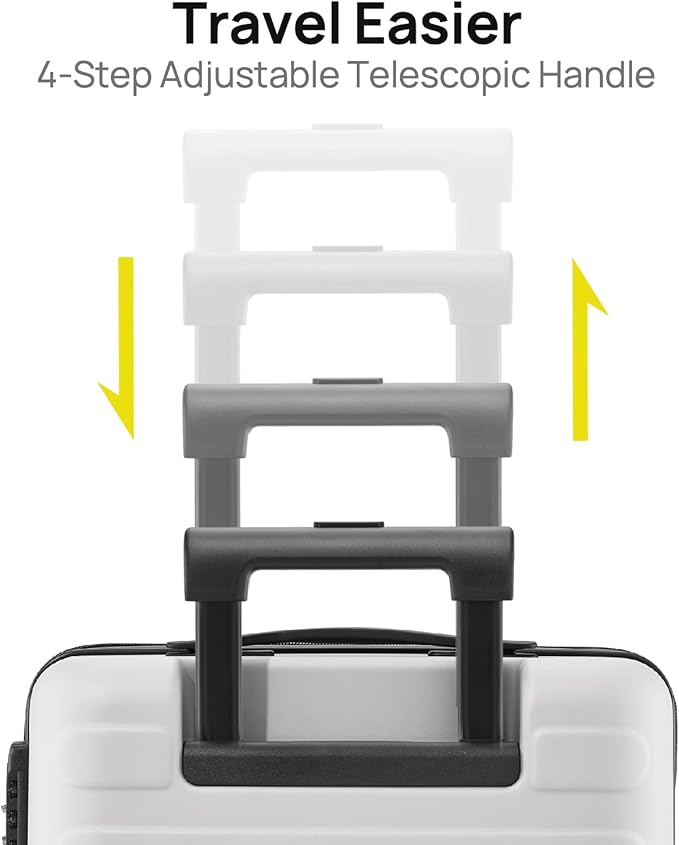 NINETYGO Medium Checked Luggage 24 Inch, Checking In Luggage with Smooth Spinner Wheels, Lightweight, Hard Shell PC Suitcase, Lightweight Travel Luggage, TSA Approved (Lily White, Rhine Basic)