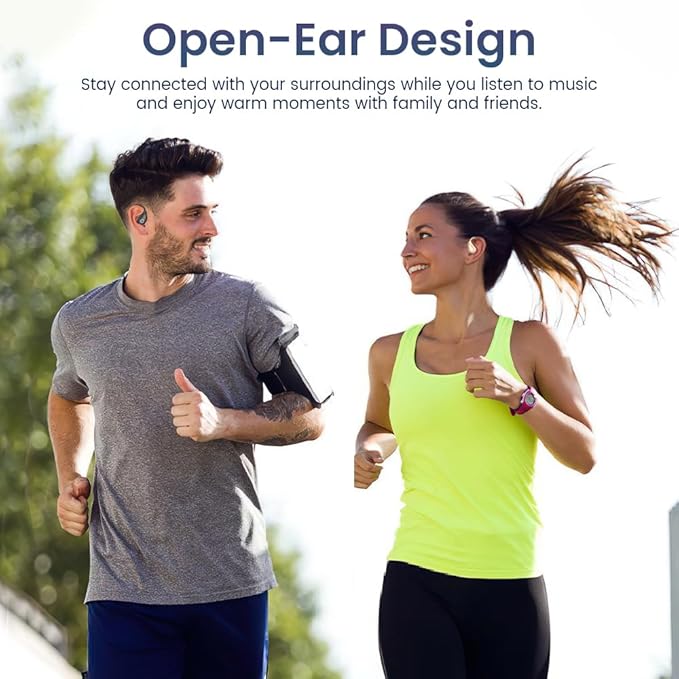 Open Ear Earbuds Wireless Bluetooth Headphones, 60Hrs Playtime Stereo Sound Earphones with IPX7 Waterproof Ear Buds, Ideal for Fitness, Travel - Off White