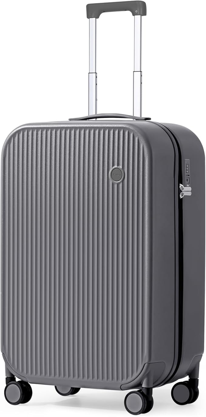 mixi 20 Inch Carry On Luggage PC Hardside Suitcases with Wheels & TSA for Travel Woman Men, Rock Gray