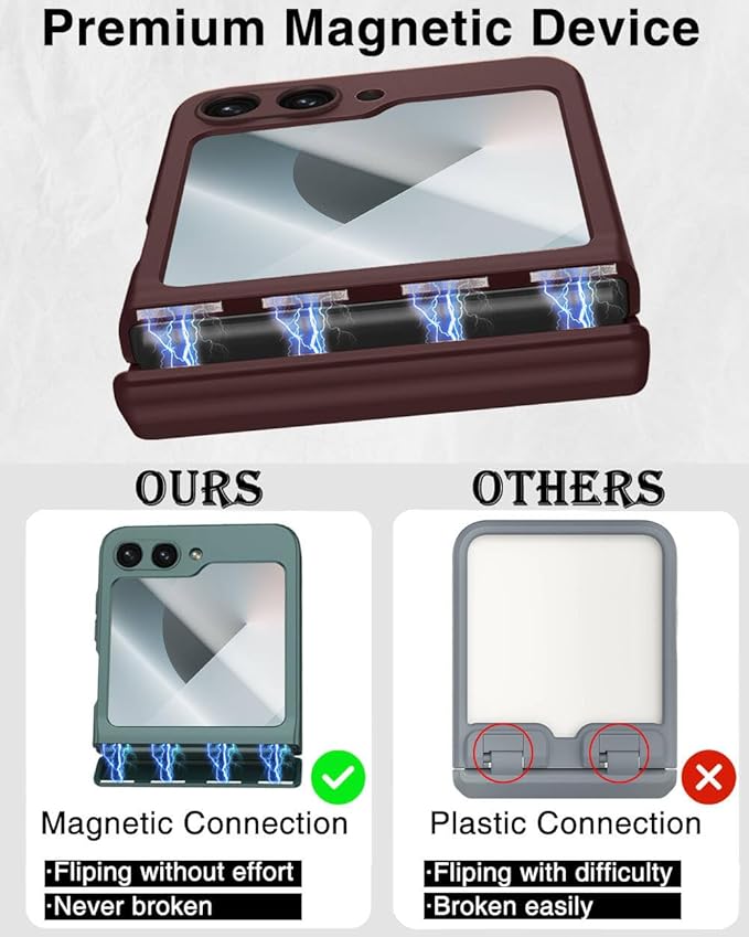 STORMTAL for Samsung Galaxy Z Flip 6 Case/Z Flip 7 FE Case, Hinge Protection, Built-in Screen Protector, Wireless Charging, Slim Rugged Phone Protective Case for Galaxy Z Flip 6 Wine